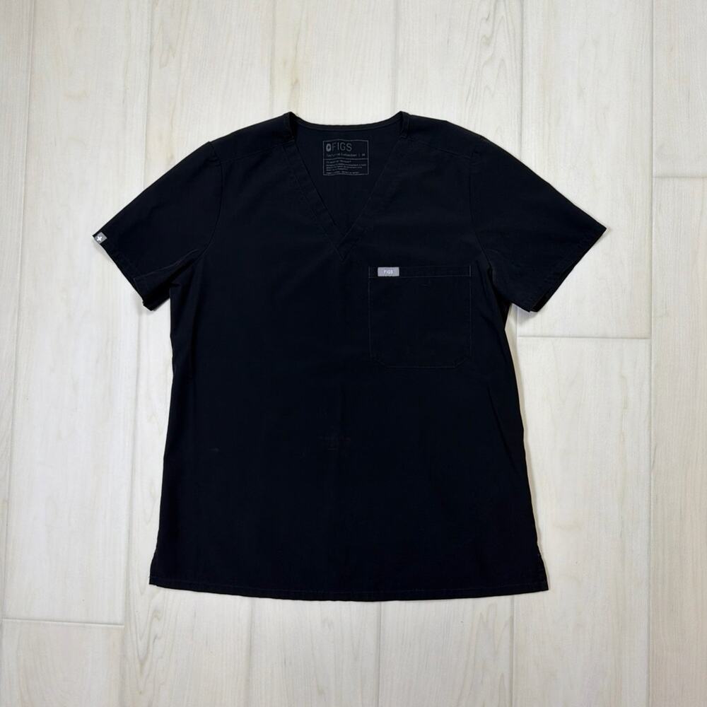 FIGS Catarina One Pocket V Neck FREEX Tech Collection Scrub Top Black Size M